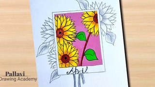 April special drawing __ Sunflower drawing for beginners with easy steps _ Pallavi Drawing Academy