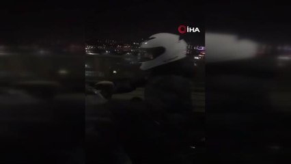E-5'te motosiklet sürücüsünün ölümle dansı kamerada