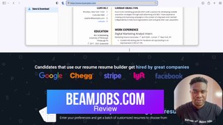 BeamJobs Full Review - Create Professional RESUME In 12 minutes!