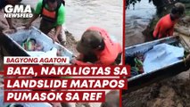 Bata, nakaligtas sa landslide matapos pumasok sa ref | GMA News Feed