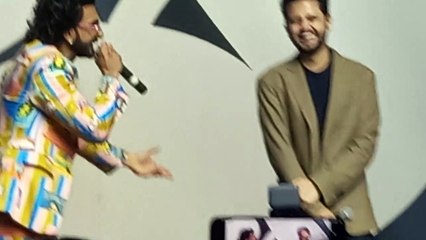 Ranveer Singh and Jayeshbhai Jordaar writer director Divyang Thakkar at trailer launch