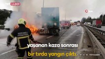 TEM'de tır yangını: İstanbul istikameti trafiğe kapatıldı