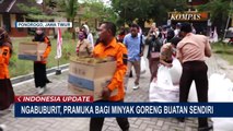 Anggota Pramuka Bagi Minyak Goreng Buatan Sendiri Kepada Para Pedagang dan Warga