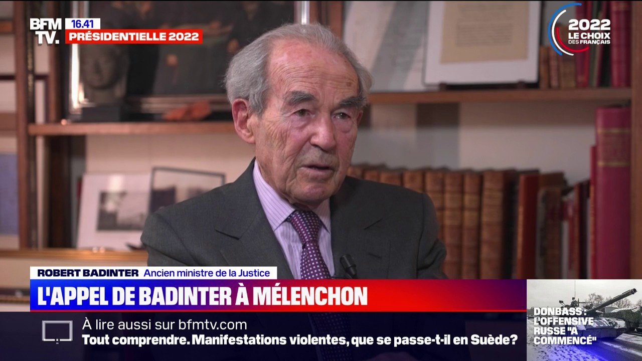 "Pour battre madame Le Pen, il faut voter Macron": Robert Badinter aurait aimé que Jean-Luc Mélenchon prenne une position "plus claire"