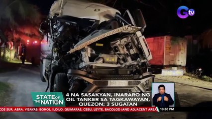 4 na sasakyan, inararo ng oil tanker sa Tagkawayan, Quezon; 3 sugatan | SONA