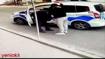 Emniyete götürülen şahıs polis otosundan kaçtı! O anlar anbean kaydedildi