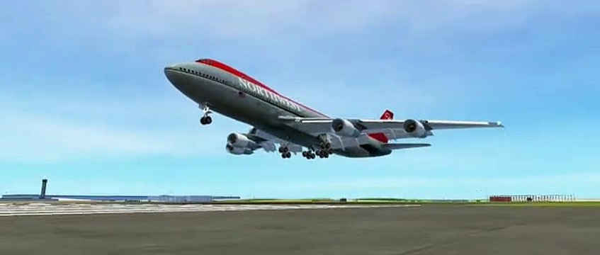 Northwest Airlines Boeing B747-200 landing at Changi Airport for maintenance