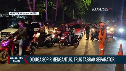 Video herunterladen: Mengantuk, Truk Tabrak Separator Jalan Hingga Kecelakaan Beruntun di Tol Dalam Kota, Tanah Abang