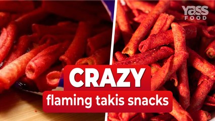 Crazy flaming takis snacks
