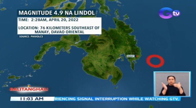 PHIVOLCS: 2 magkasunod na lindol sa Manay, Davao Oriental kaninang madaling araw, aftershocks ng lindol kahapon | BT