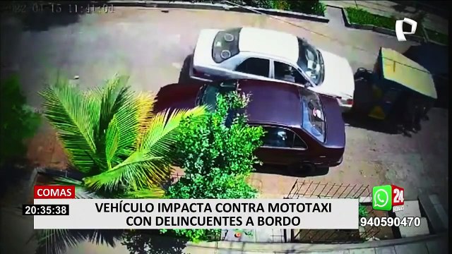 Comas: vehículo embistió a mototaxi para evitar que ladrones huyan tras robo