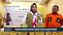 Pramuka Berbagi Minyak Goreng Kelapa Buatan Sendiri