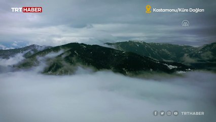 Küre Dağları sis bulutlarıyla kaplandı