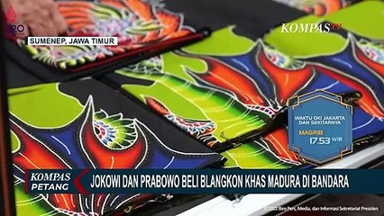 Usai Resmikan Bandara Trunojoyo, Jokowi dan Prabowo Kompak Beli Blangkon