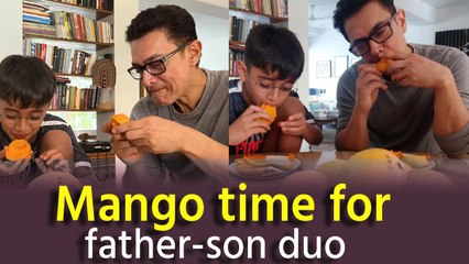 Aamir Khan gorges on mangoes with son Azad