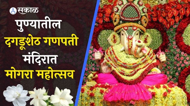 Pune News | पुण्यातील दगडूशेठ गणपतीला ५० लाख मोगरा फुलांची आरास | Sakal Media