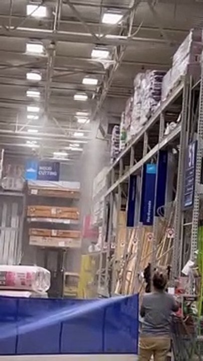 Forklift Driver Hits Store's Sprinkler System