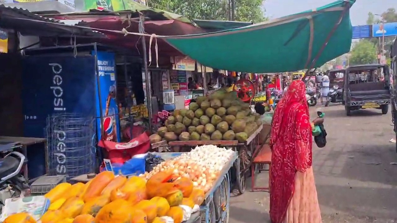 Encroachment outside shops, difficult to walk