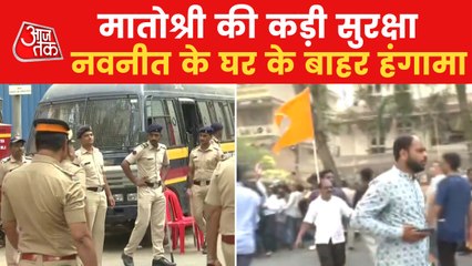 Shiv sainiks protest outside Navneet Rana's house