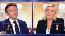 Extrait du débat de l'entre deux tours des présidentielles durant lequel Emmanuel Macron plaisante avec son adversaire Marine Le Pen.