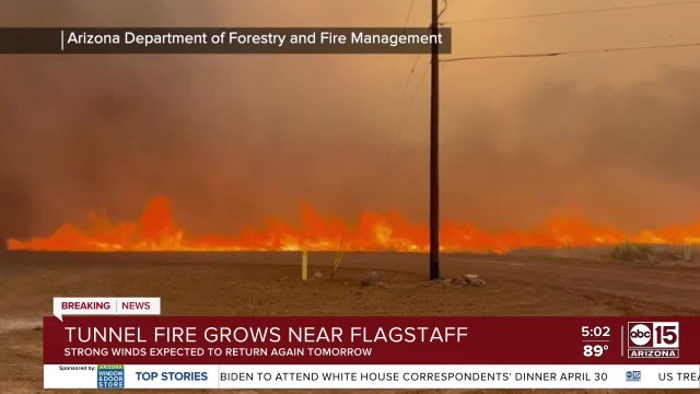 Tunnel Fire continues to grow near Flagstaff