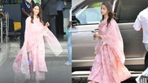 Alia Bhatt ने पहना Airport पर Pink Colour का खूबसूरत सूट, कीमत जान हैरान हो जाएंगे आप | FilmiBeat