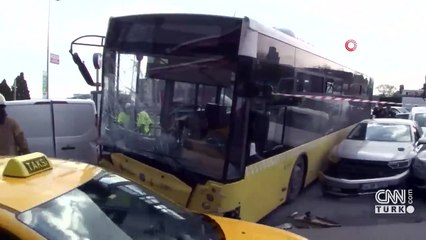Ortalık birbirine girdi! İETT otobüsü 7 araca çarptı