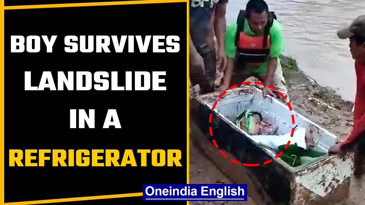 Philippines: 11-year-old boy survives landslide by hiding inside a fridge for 20 hrs | Oneindia News