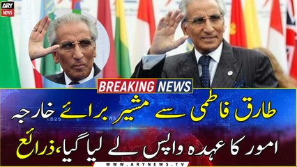 Tariq Fatemi removed as a special assistant on foreign affairs