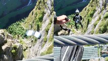 'BASE jumper trusts his friend with ensuring lightning-fast parachute deployment on a risky jump'