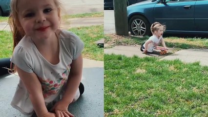 'Disabled but not defeated: Brave and Charming 4 y/o riding a skateboard outside her house '