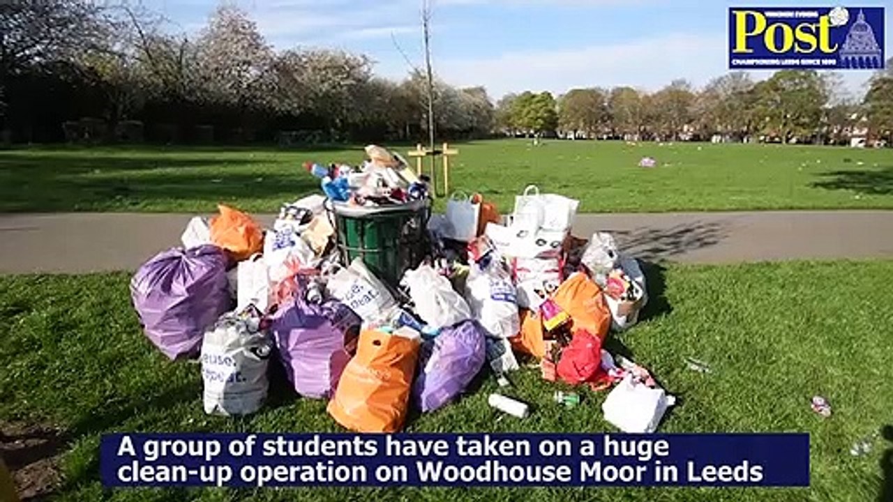 Watch as Leeds students clean up the rubbish left behind on Woodhouse Moor after 4/20