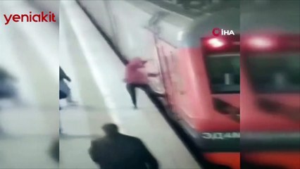 Kadının ayağının sıkıştığı metro hareket edince korku dolu anlar yaşandı!