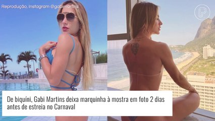 De biquíni, Gabi Martins deixa marquinha à mostra em foto antes de estreia no Carnaval: 'Chegando'