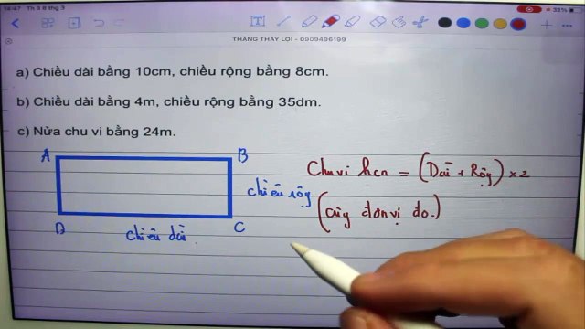 Tính chu vi hình chữ nhật