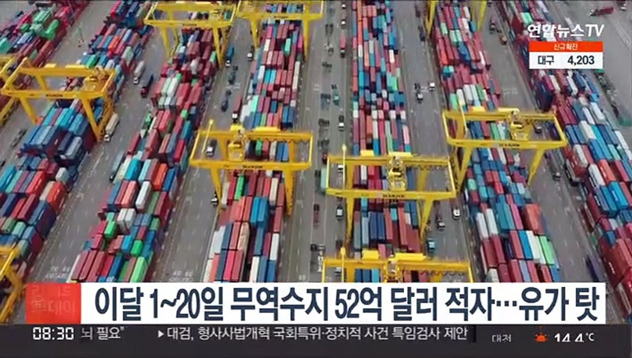 이달 1~20일 무역수지 52억 달러 적자…유가 탓