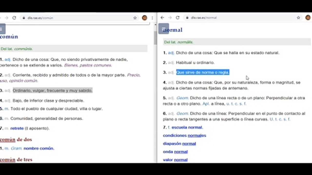 NORMAL, COMUN, NATURAL, BIOLOGICO (acepciones)