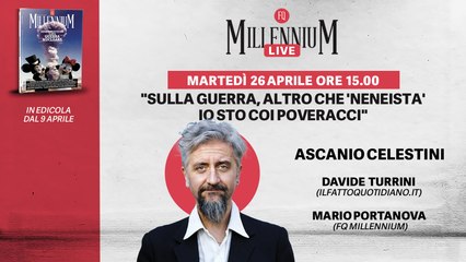 Ascanio Celestini in diretta a Millennium Live: "Io neneista? Sulla guerra sto con i poveracci"