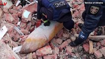 Ukrainian State Emergency Service Shows Process of Removing Unexploded Bombs From Urban Areas