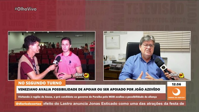 Veneziano avalia possibilidade de apoiar ou ser apoiado por João Azevêdo no segundo turno