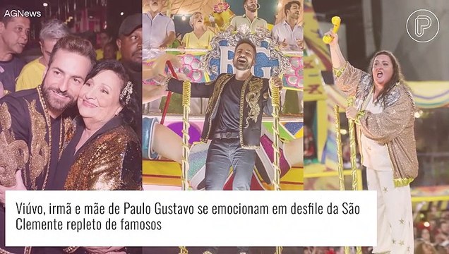 Viúvo, irmã e mãe de Paulo Gustavo se emocionam em desfile da São Clemente repleto de famosos