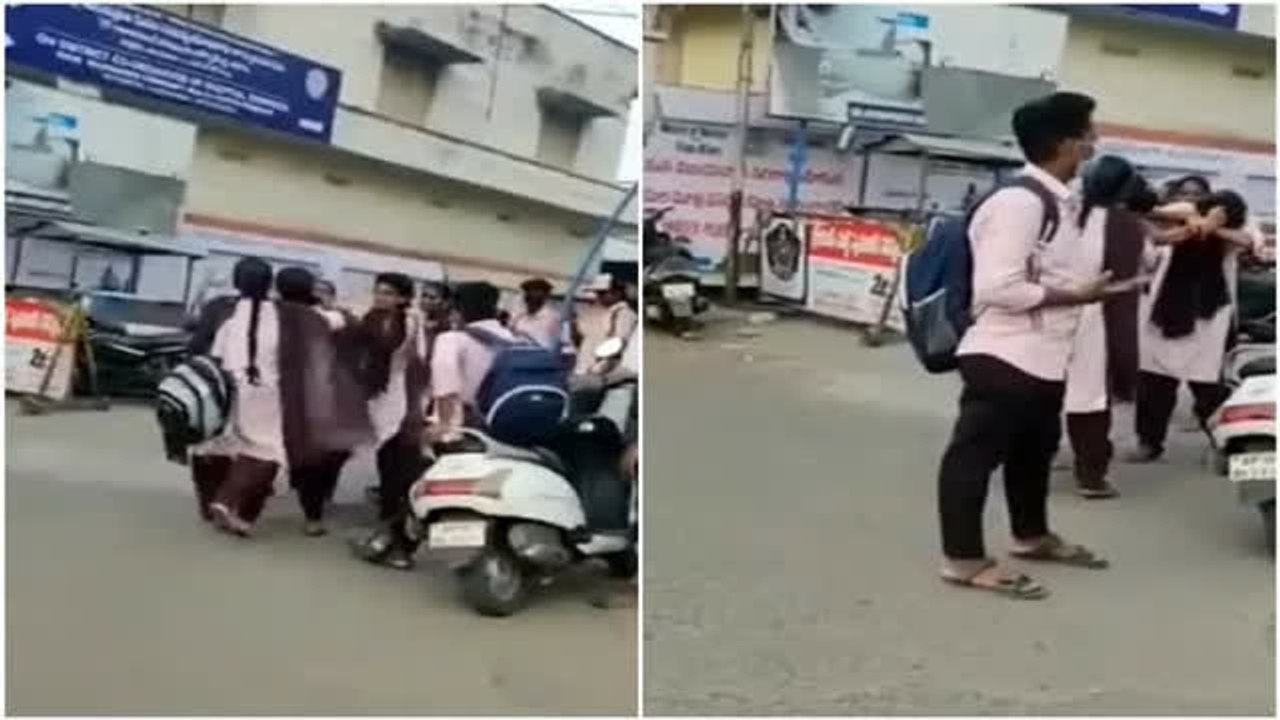 రోడ్డుపై చితక్కొట్టుకున్న అమ్మాయిలు.. వీడియో వైరల్