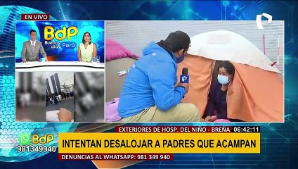Quieren desalojarlos: el drama de los padres que acampan afueras de Hospital del Niño