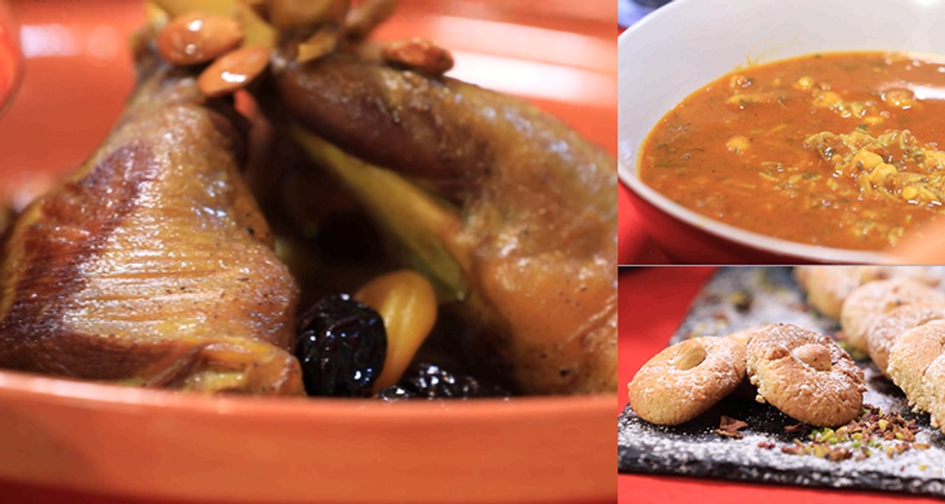 Tajine d'agneau aux pruneaux,soupe Harira maroc...