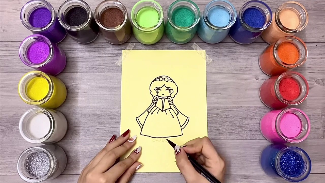 Colored sand Snow White / Draw Snow White