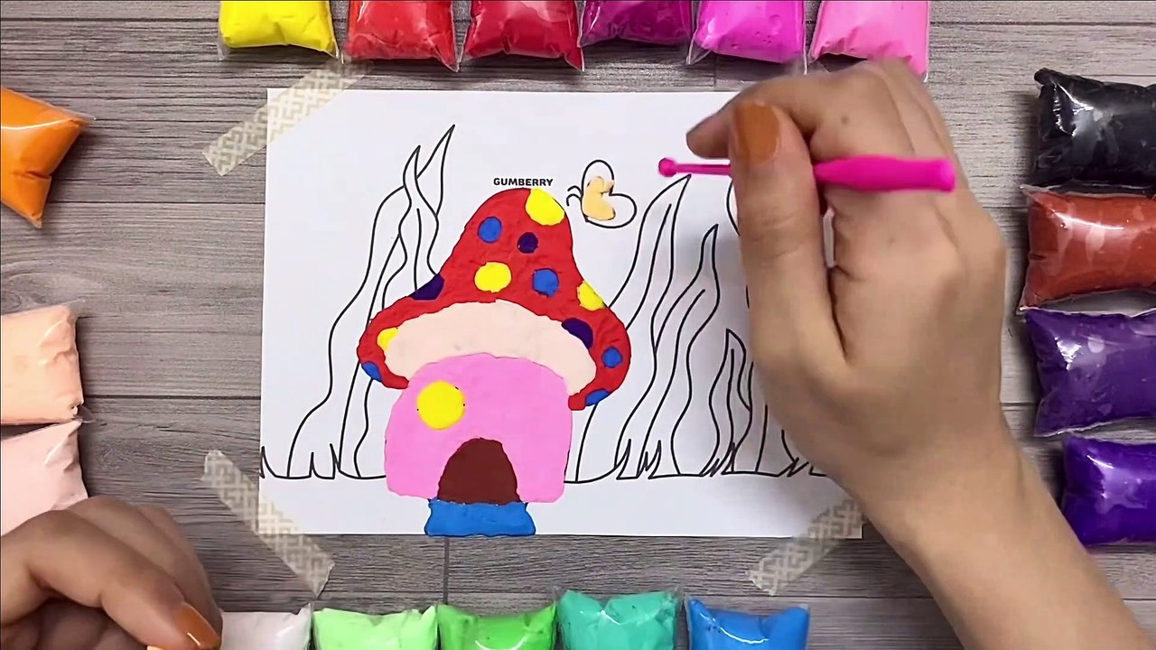 Tô màu tranh đất sét Nhà Nấm