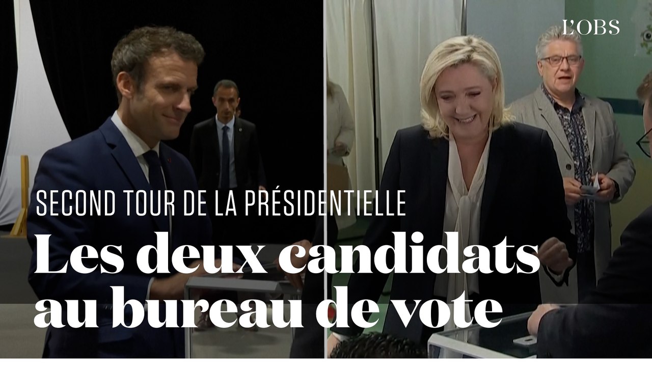 Les images du vote de Marine Le Pen et Emmanuel Macron pour le second tour de la présidentielle
