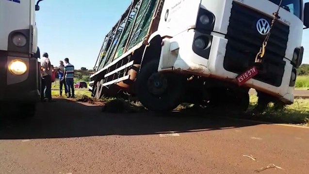 Saída de pista deixa rodovia BR-467 parcialmente interditada, em Cascavel