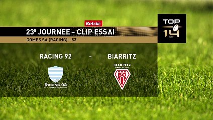 TOP 14 - Essai de Cedate GOMES SA (R92) - Racing 92 - Biarritz Olympique - Saison 2021/2022