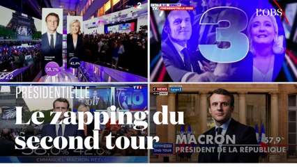 Comment les chaînes télé ont annoncé la victoire de Macron au second tour